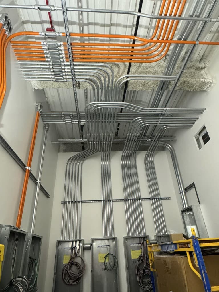 Commercial electrical conduit and panel rough-in installation